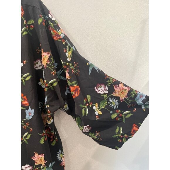 BOOHOO WOMENS SUMMER KIMONO Cardigan COVERALL FLORAL LONG WIDE SLEEVE SIZE LARGE - Picture 4 of 8